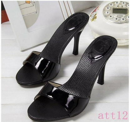Womens Slingback Stilettos Mules High Heel Leather Sandal Shoes Slip On Open Toe