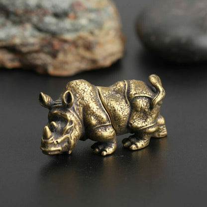 Chinese Asian Antique Collectible Brass Rhinoceros Exquisite Statue Collection