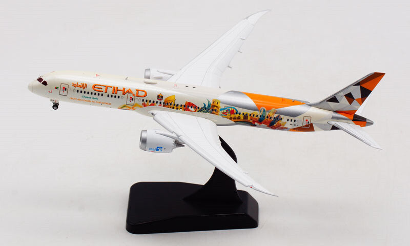 JC Wings Etihad Airways FROM ABU DHABI B787-9 A6-BLH Flaps Down 1:400 model
