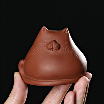 Mini Purple Sand Cat Tea Pet Ornaments Tea Set Handmade Tea Table Tea Ceremony