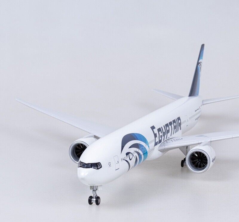 47CM EGYPTAIR B777-300ER Passenger Plane Led Sound- controlled Light Resin Model