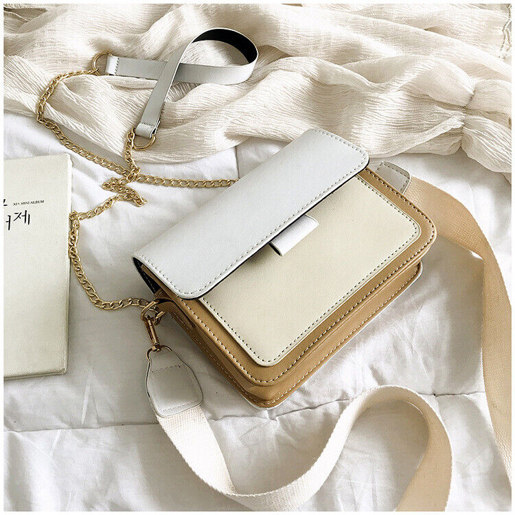 Fashion Simple Travel Handbag Female Contrast Color Leather Crossbody Bags Girls
