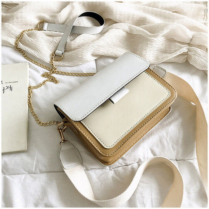 Fashion Simple Travel Handbag Female Contrast Color Leather Crossbody Bags Girls