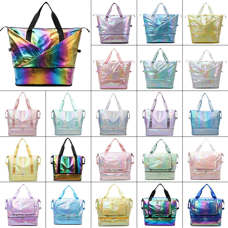 Pearlescent Folding Travel Shoulder Bag Waterproof Handbag Dry Wet Separation