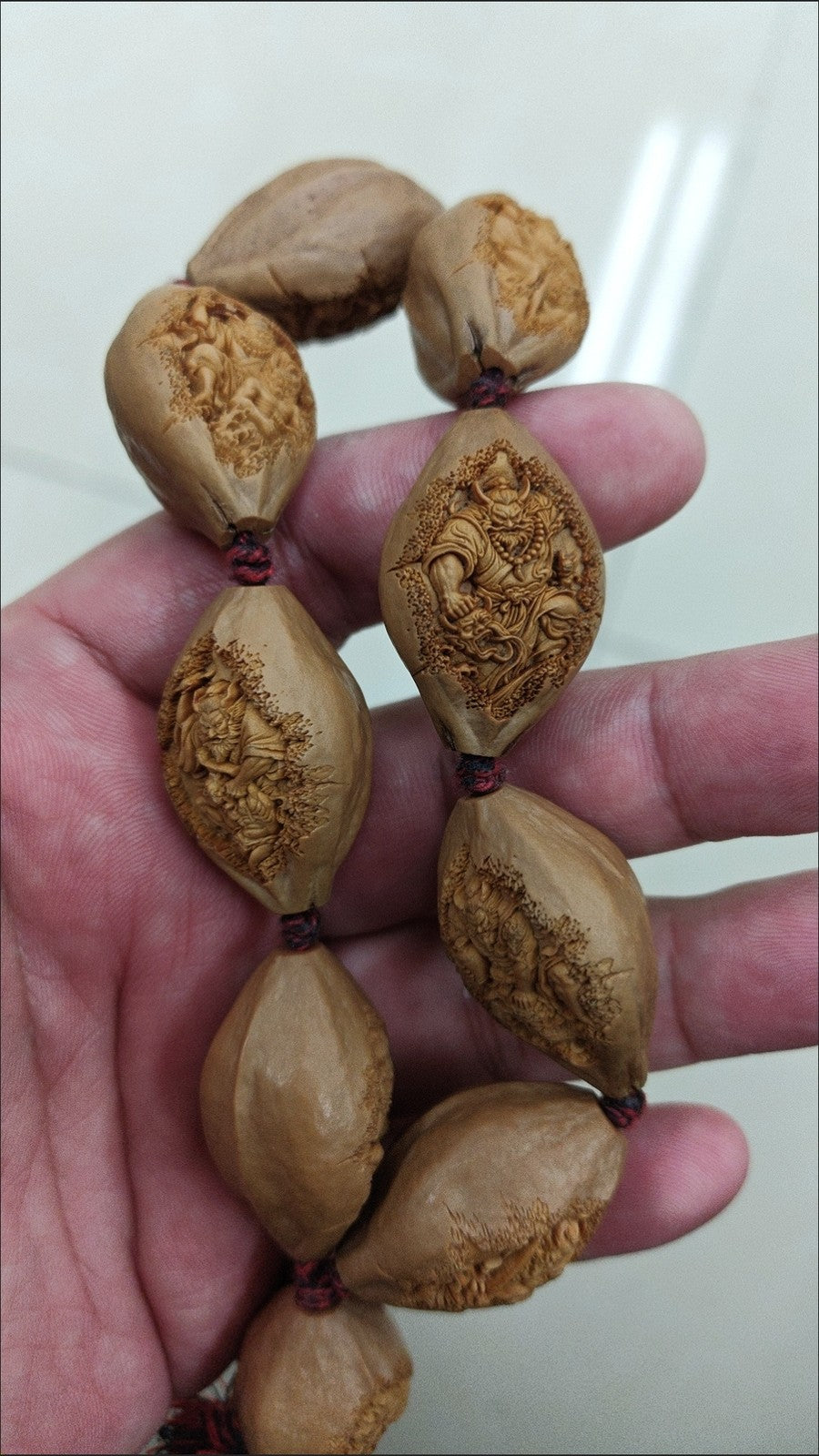 Olive Nut Carving Cloaked Zhong Kui Bracelet Hand Carved Feng Shui Protection