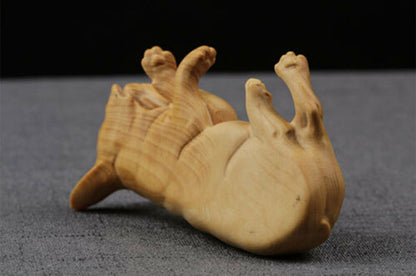7*5*3 CM Boxwood Figurine Carving Lovely Sleeping French Bulldog dog table decor