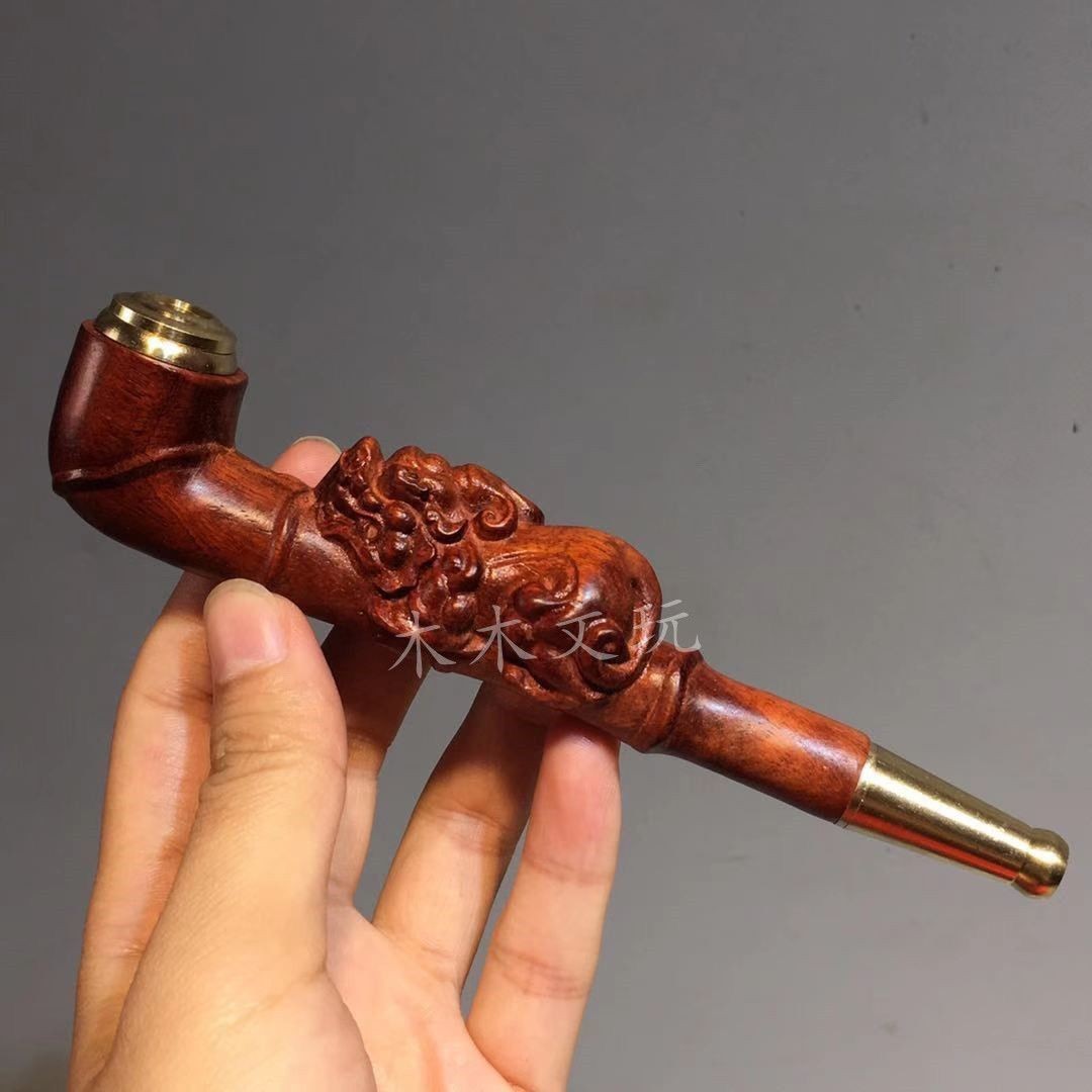 Red Sandalwood Pixiu Smoking Pipe Washable Filter Tobacco Pipe Men's Gift