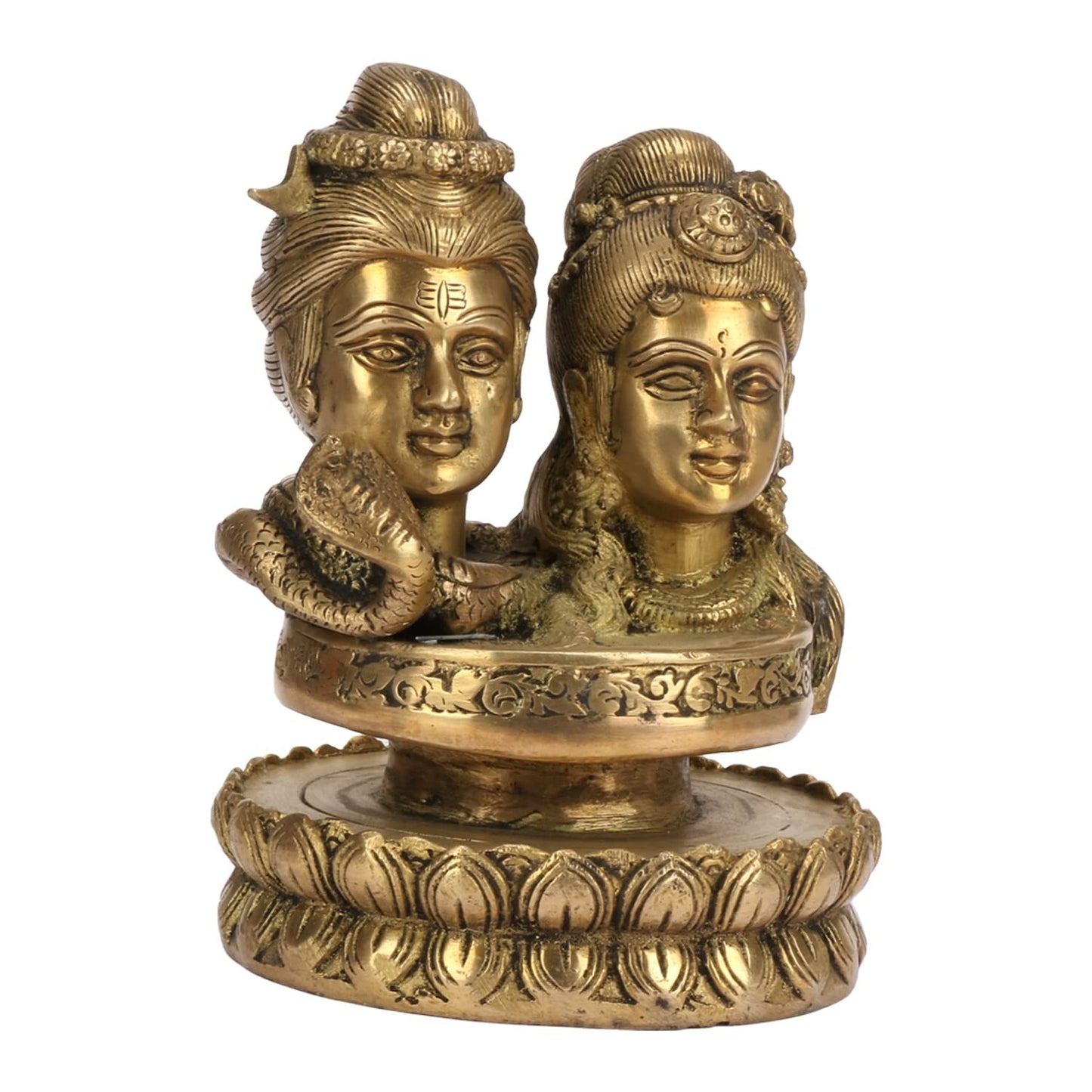 Hindu God Lord Brass Shiv Parvati Idol for Home Décor Showpiece Statute Figurine