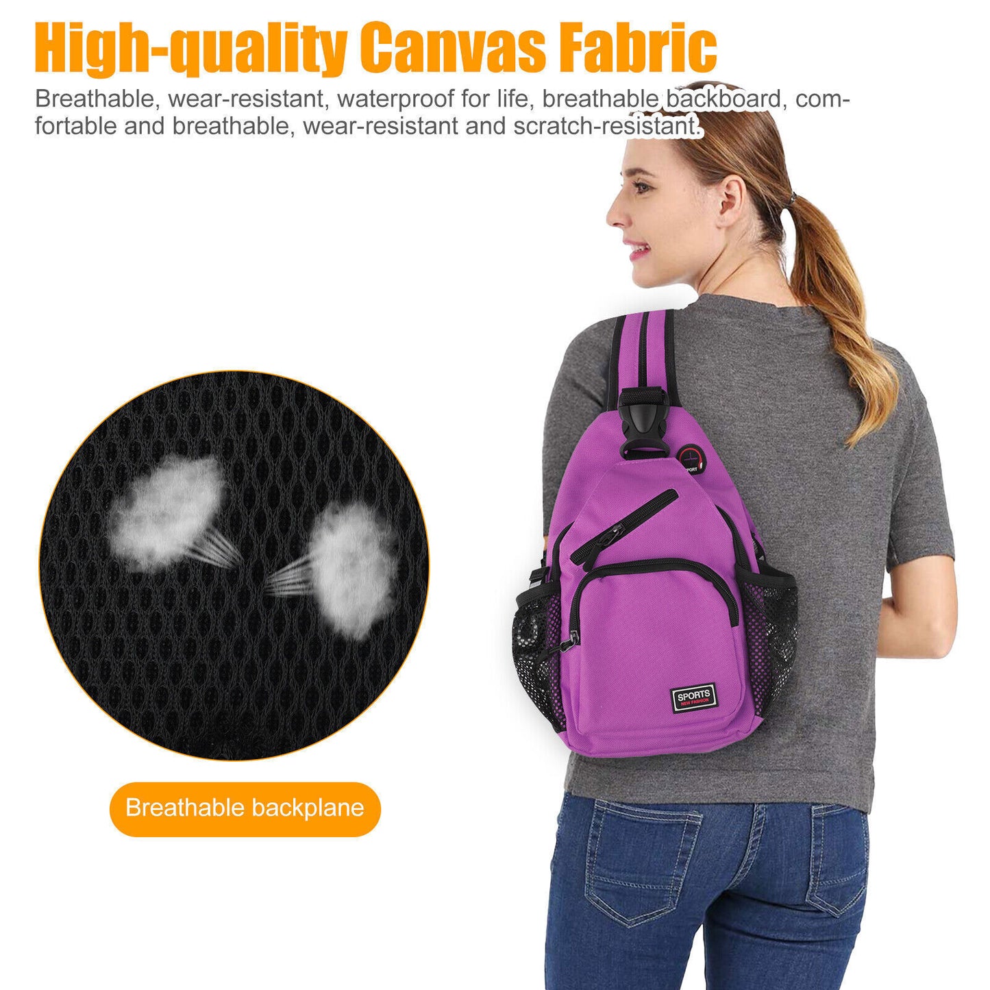 Women Outdoor Chest Pack Sport Shoulder Sling Backpack Crossbody Bag Waterproof