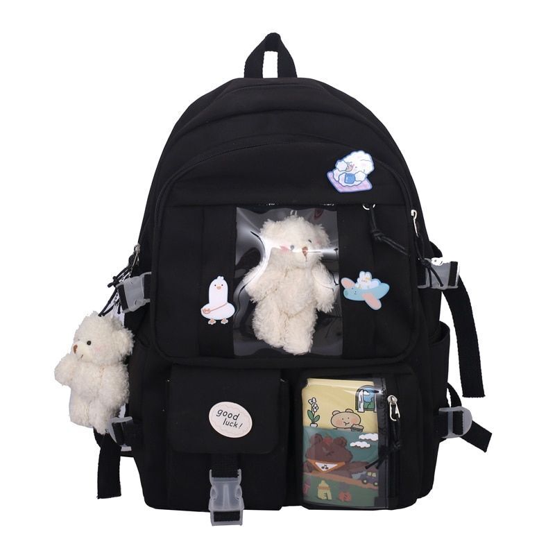 Backpack Cute School Traveling Bags 31*13*43 Cm Black Pink White Purple Blue 1PC