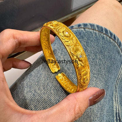 Flower Opening 24K Gilding Yellow GP Bracelet Jewelry