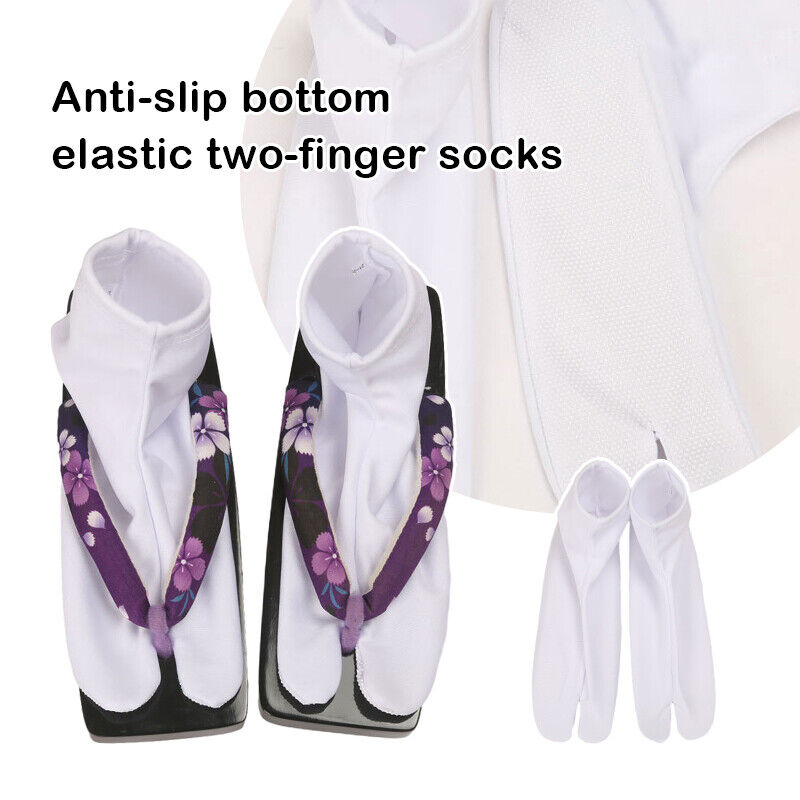 Kimono Japanese Cosplay Socks Simple White Foot Bag Non-slip Bottom Two-finger
