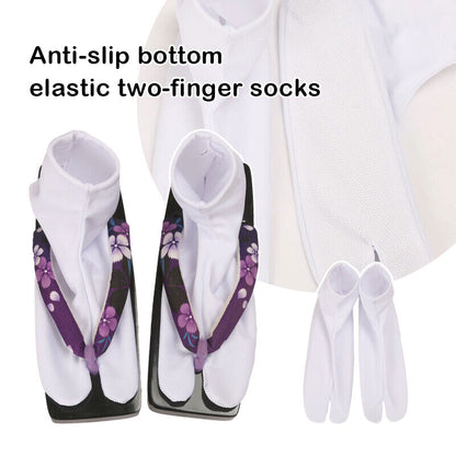 Kimono Japanese Cosplay Socks Simple White Foot Bag Non-slip Bottom Two-finger