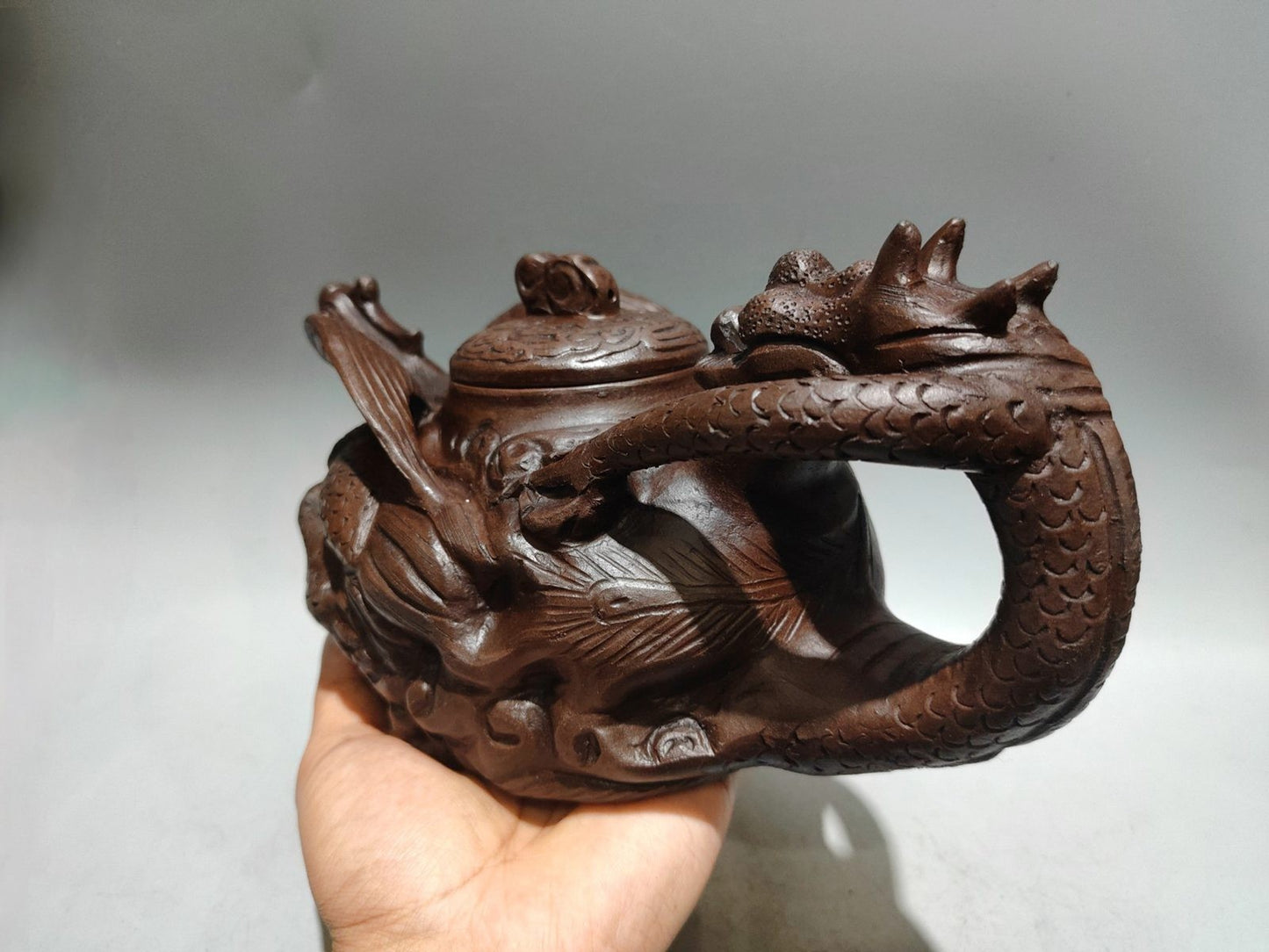 Chinese Yixing Zisha Clay Handmade Exquisite Dragon&Phoenix Teapot 30996