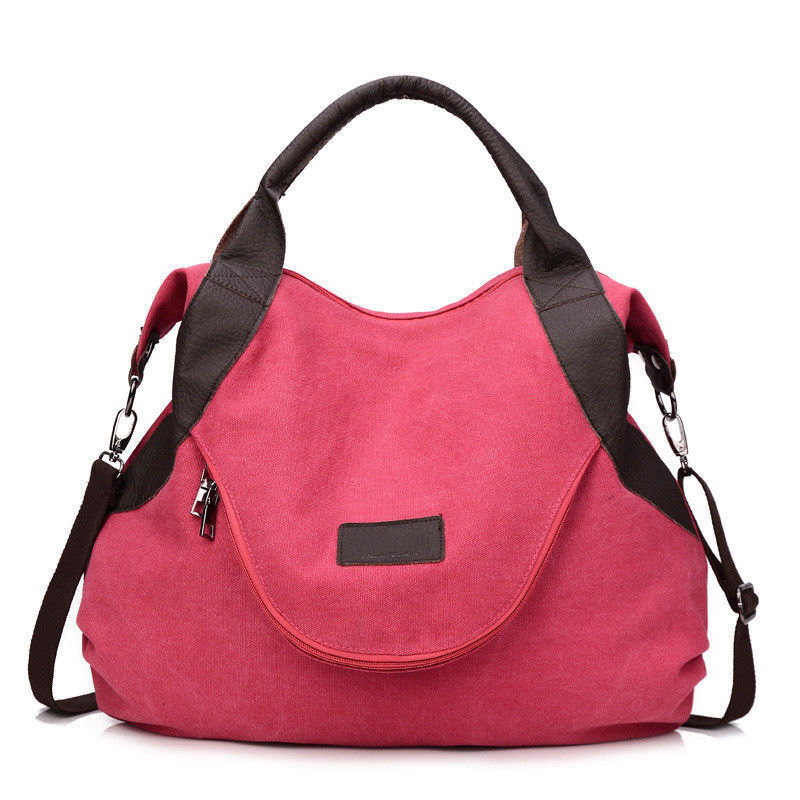 Women Ladies Large Pocket Casual Shoulder Cross body Handbags Canvas Leather Bag