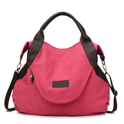 Women Ladies Large Pocket Casual Shoulder Cross body Handbags Canvas Leather Bag