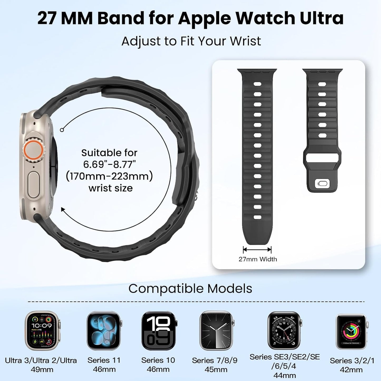 6 Pack Sport Bands Compatible with Apple Watch Ultra 3/2/1 49Mm 46Mm 45Mm 44Mm 4