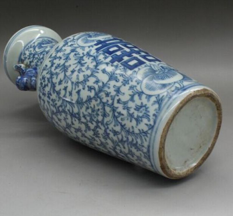 A Pair Old of Blue and White Porcelain Vase Double Happiness HomeDesign