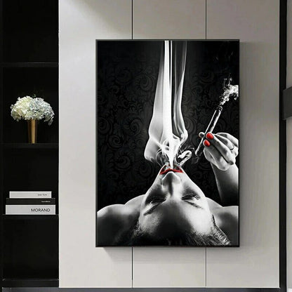 Abstract Sexy Woman Smoking Art Canvas Painting Wall Art Poster Prints Art Decor
