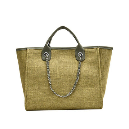 Women Chain Tote Bag Shoulder Bags Beach Canvas Handbags Women's Bag