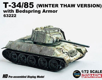 1/72 Dragon T34/85 Winter Thaw Version With Bedspring Armor Tank 63222 Model