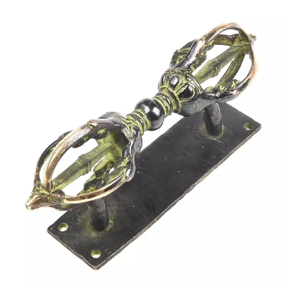 Set of 2 Antique Look Green Patina Brass Handcrafted Door Handle
