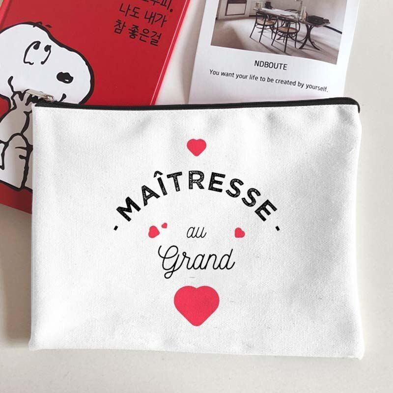 Canvas Makeup Bag White Cosmetic Beauty Organizer Toiletry Storage Pouch Purse