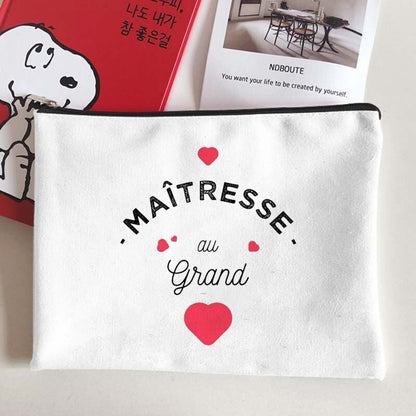 Canvas Makeup Bag White Cosmetic Beauty Organizer Toiletry Storage Pouch Purse