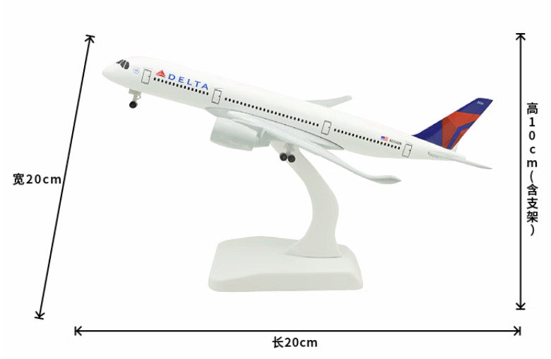 20CM DELTA AIRBUS A350-900 Aircraft Plane Diecast Aeroplane Metal Airplane Model