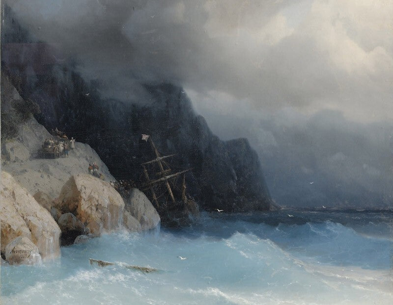 Oil painting Shipwreck-Survivors-on-a-Rocky-Path-Ivan-Constantinovich-Aivazovsky