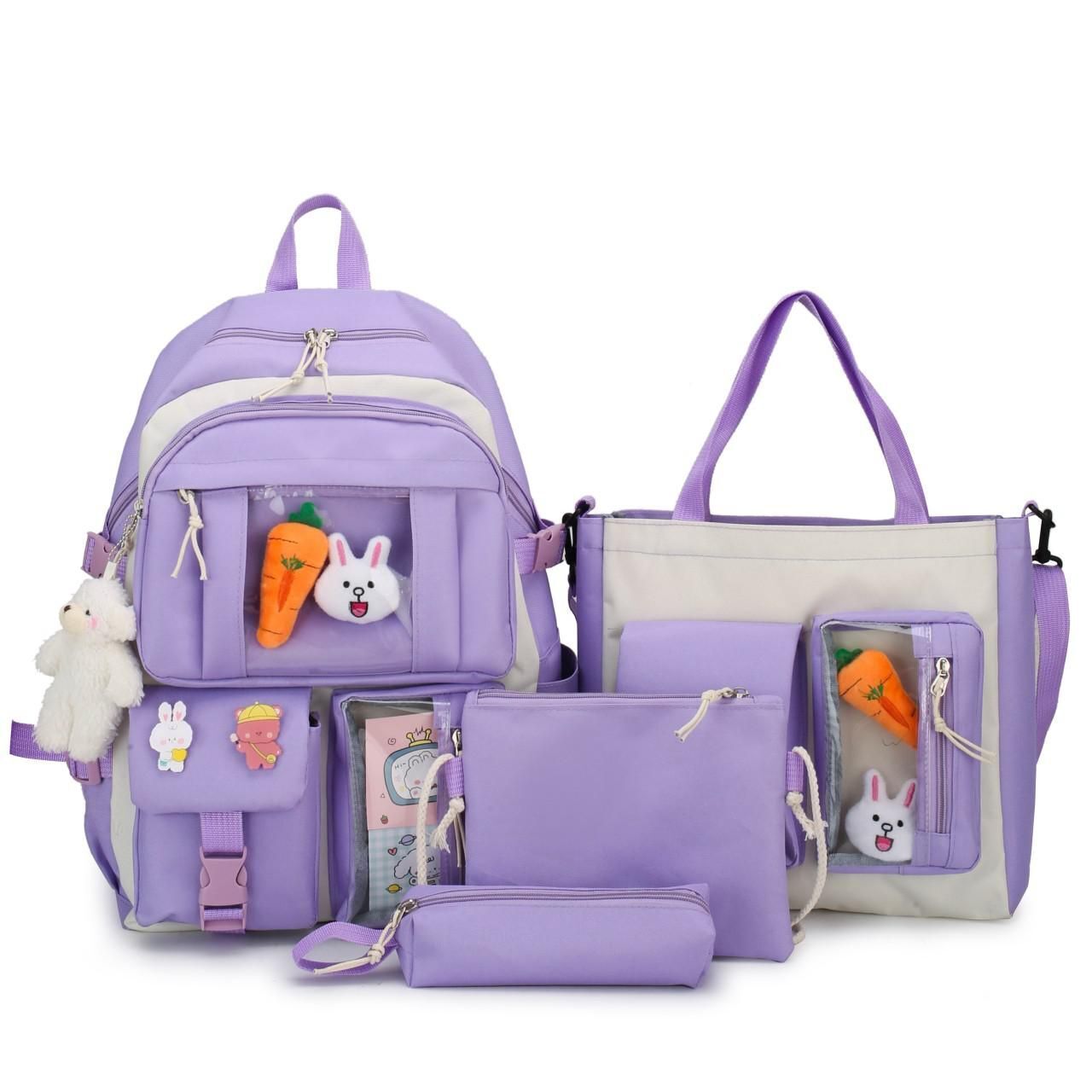 4 in 1 Piece Set Backpacks Waterproof Canvas Schoolbag Fashion School Students