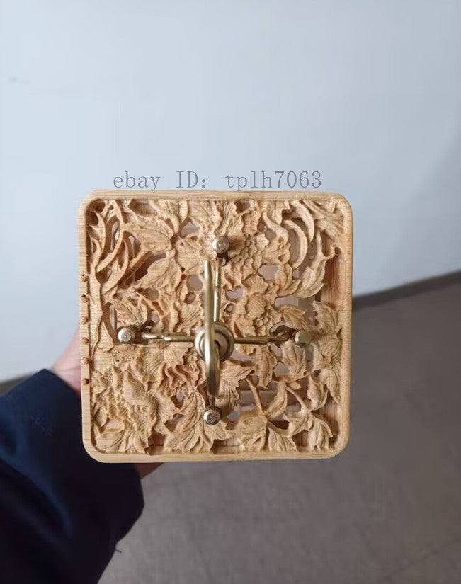 Chinese Cricket Carving Cage Woven Bamboo Ratan Square Basket