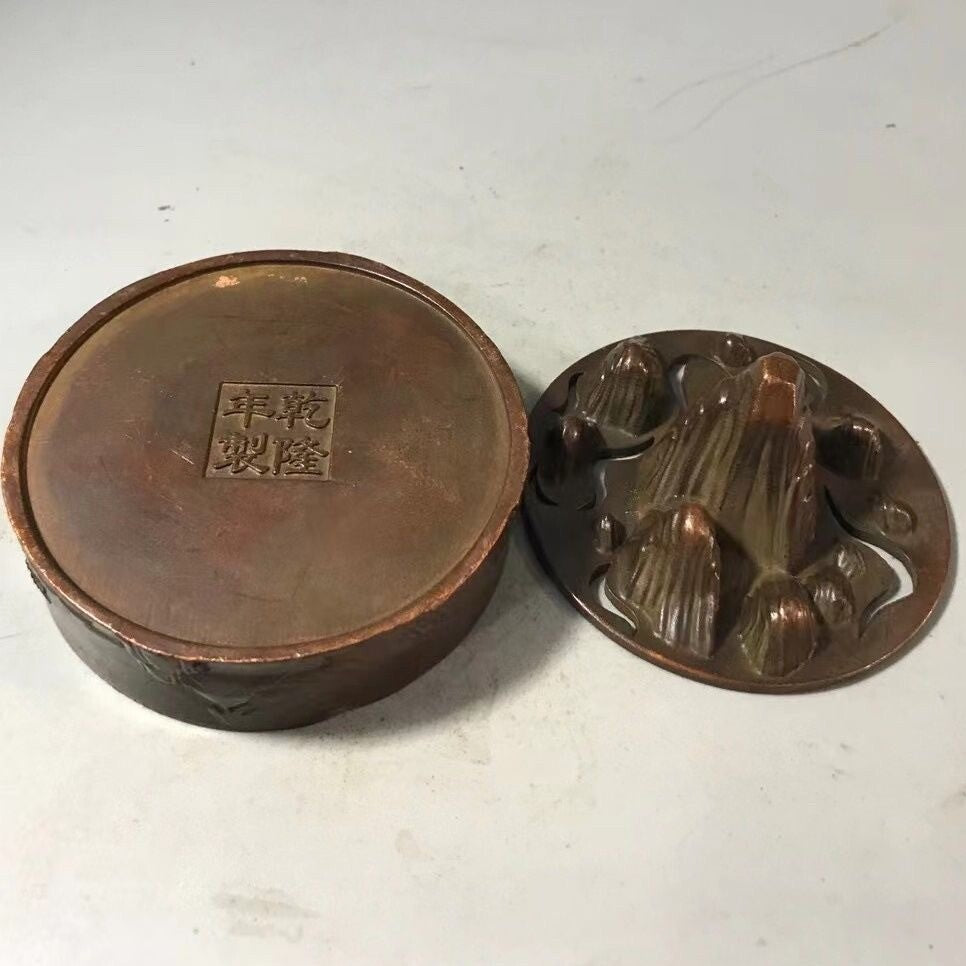 New Vintage Chinese Landscape Incense Burner Bronze/Brass Candle Burner Holder
