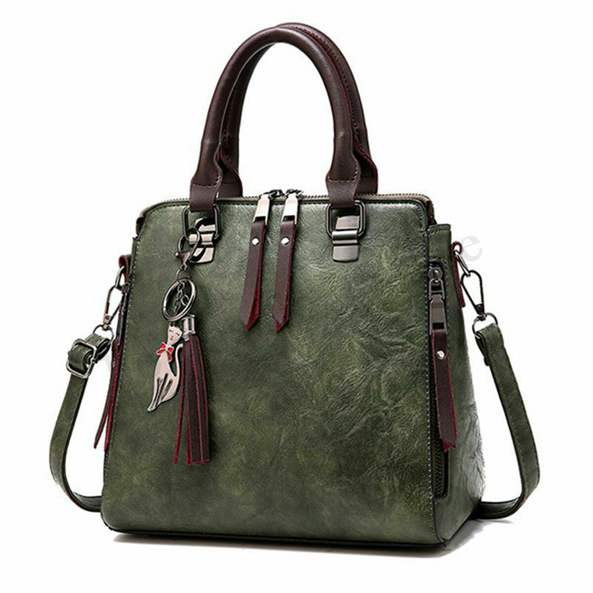Womens Ladies Casual Retro Oil Leather Handbag Crossbody Bag Tote Shoulder Purse