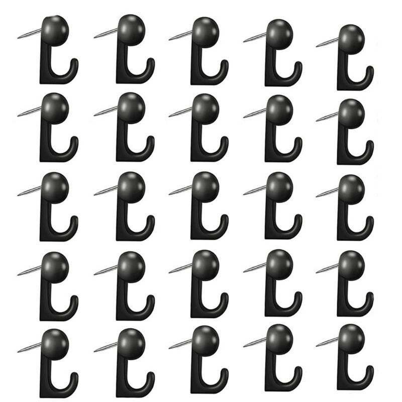 Message Board Holder 50Pcs Metal Plastic Hook-Shaped Push Pins Paper Thumb Tacks