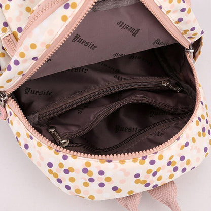 Small Backpacks Waterproof Flower Printing Shoulder School Bags Nylon Rucksack