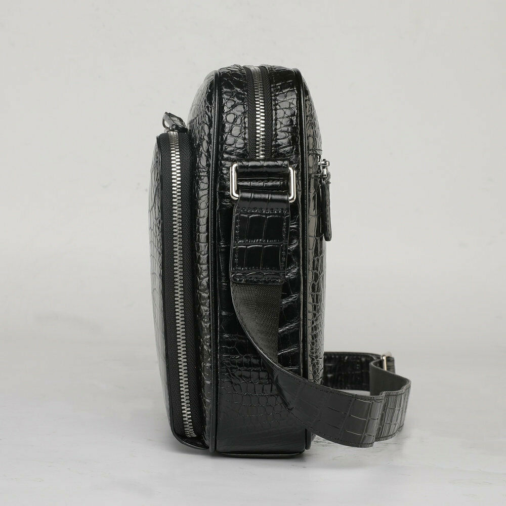 Handcrafted Alligator Crocodile Skin Leather Men's Shoulder Messenger Luxury Bag