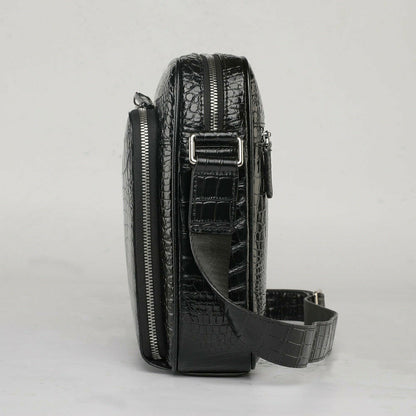 Handcrafted Alligator Crocodile Skin Leather Men's Shoulder Messenger Luxury Bag