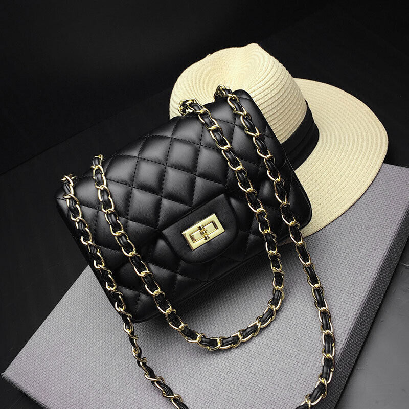 Women's Ladies Diamond Pattern Plaid Leather Messenger Shoulder Bag Small Bags