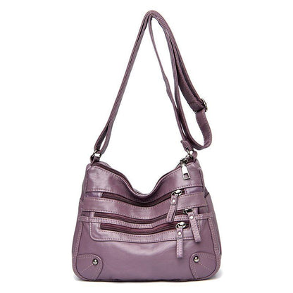 Women's Soft Leather Shoulder Bags Multi-Layer Crossbody Bag Handbag