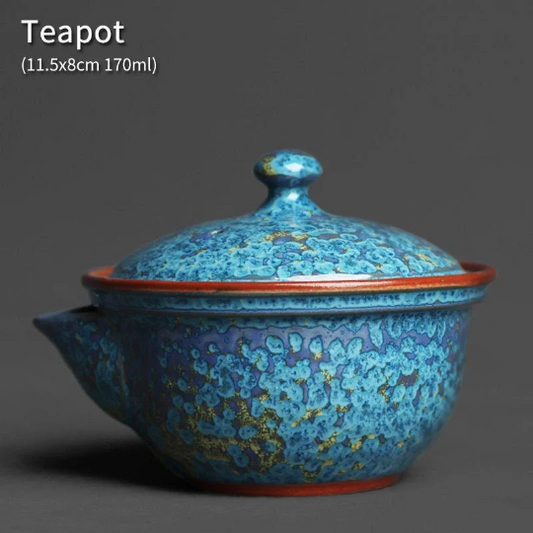 Ceramic Gaiwan Teapot Blue Chinese Tea Bowl with Lid Tea Makers 170ml