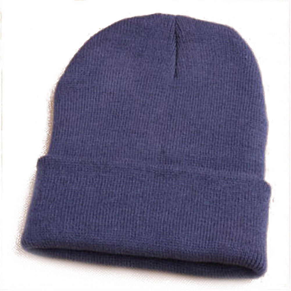 Beanie Hat Men Women Plain Knit Ski Cap Warm Elastic Skull Winter Cuff Thermal