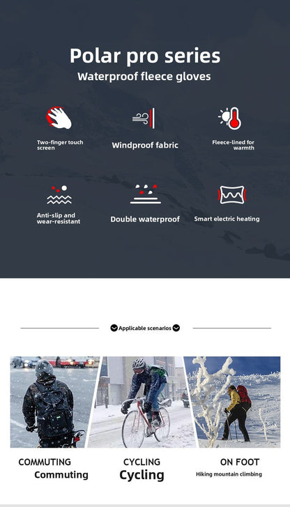 Winter intelligent heating warm gloves windproof and touch screen cycling skiing