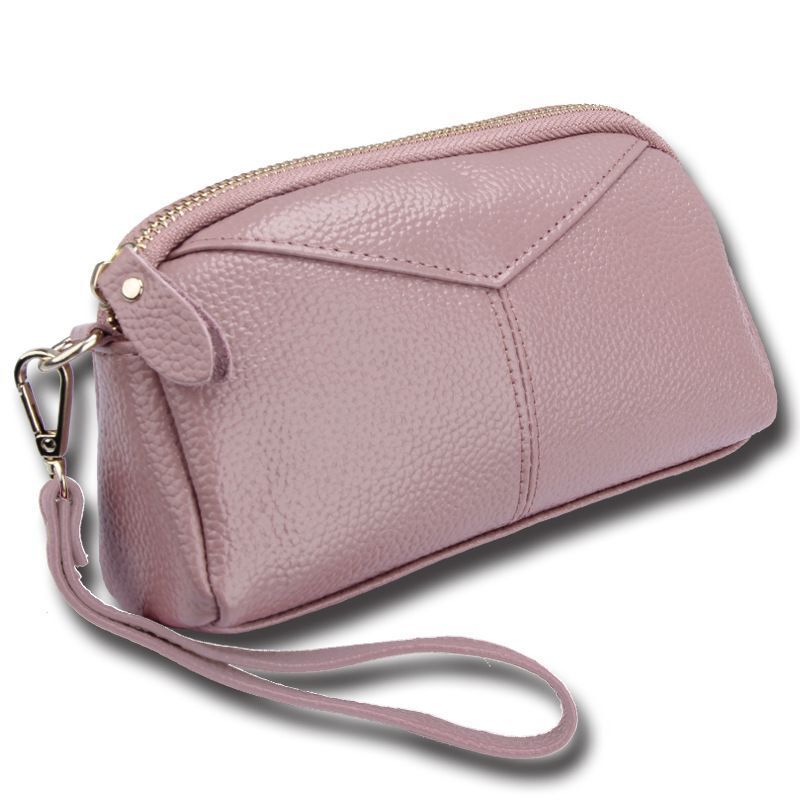 Casual Clutch Bag Genuine Cow Leather Wristlets Handbag Woman Wallet Soft Zipper