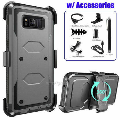 For Samsung Galaxy S8 Plus Rugged Phone Case Cover & Clip Holster + Accessories