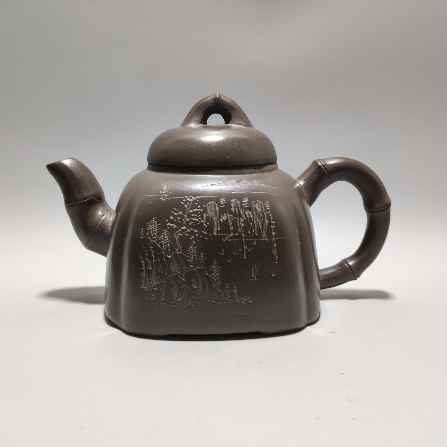 Vintage Chinese Yixing Purple Clay Teapot Zisha Ceremony Ceramic Bamboo Teaware