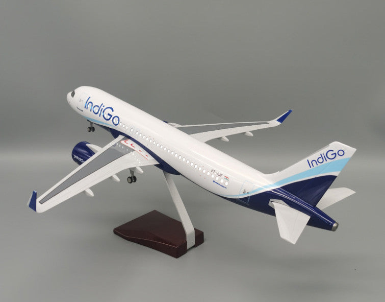 47CM Indigo AIRBUS A320neo Plane Led Sound-controll Light Resin Aircraft Model