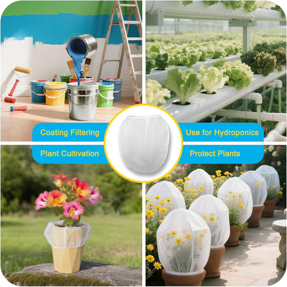 10 PCS Paint Filter Bags, 5 Gallon White Fine Mesh Strainer Bags, Elastic Top Op