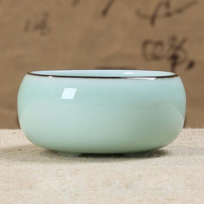 1pc Chinese celadon tea cup fish carved porcelain couple lover cup of tea