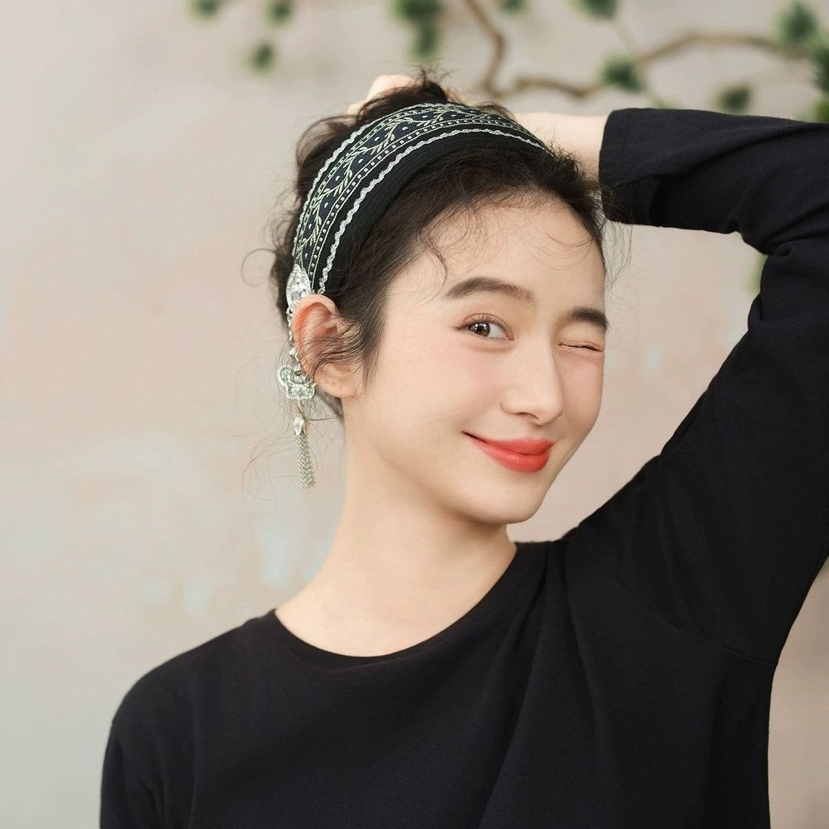 Original Vintage Ethnic Embroidered Tassel Headband